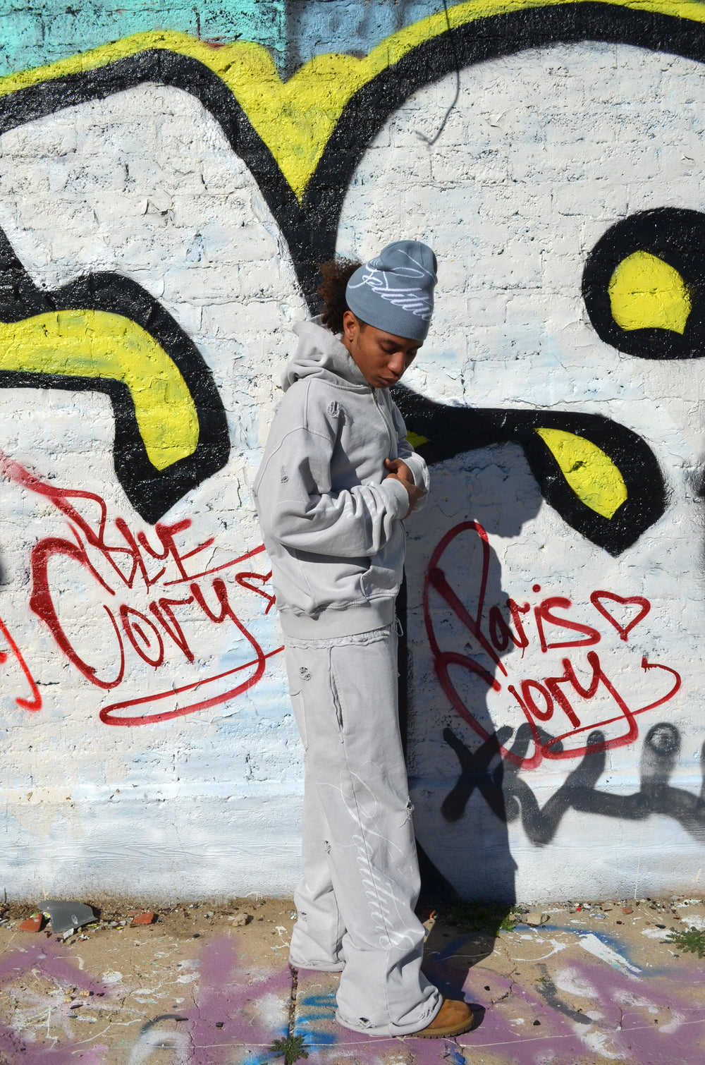 GREY SCRIPTURE SWEATPANTS