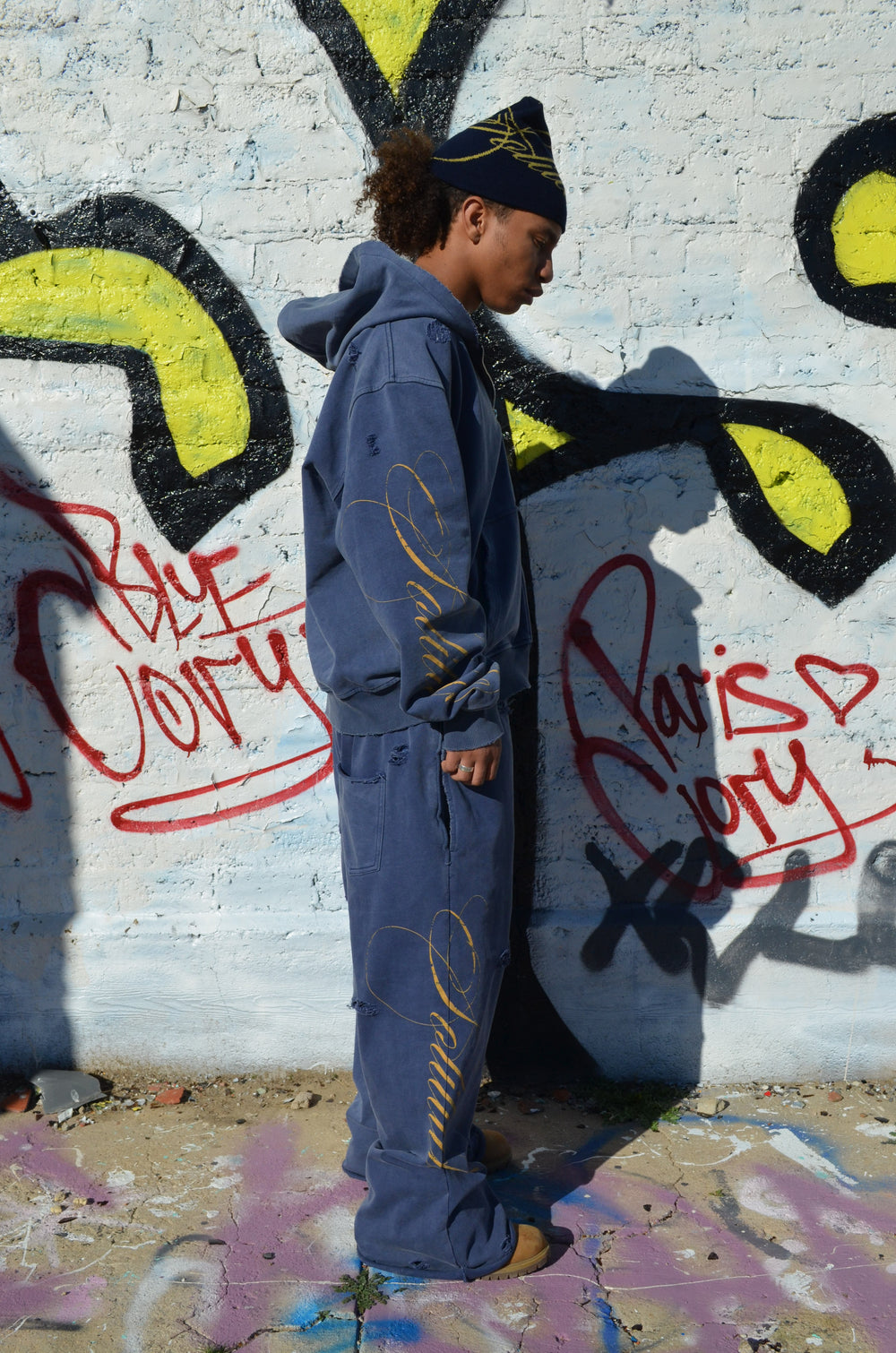 NAVY BLUE SCRIPTURE ZIPUP HOODIE