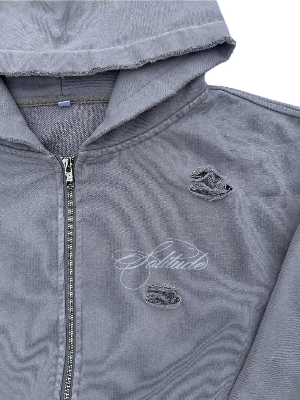 GREY SCRIPTURE ZIPUP HOODIE
